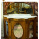 1890 Yılı Aynalı, Mermerli, 3 Kapaklı Oymalı ve İşlemeli Antika Fransız Şifonyer | Ant-24005