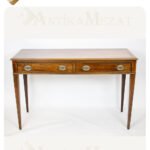 1910 Yılı Gürcistan Yapımı 2 Çekmeceli Şimşir Ağacından Antika Yazı Masası | Ant-24008