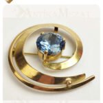 Sarı Metal, Mavi Taşlı, 9,92 Gram Özel Tasarım Antika Broş