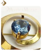 Sarı Metal, Mavi Taşlı, 9,92 Gram Özel Tasarım Antika Broş