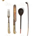 20. Yüzyıl Başları Kemik Saplı Antika Çatal Kaşık Şerbet Kaşığı | Ant-24029