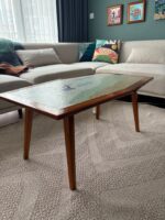 Fransız, Art-deco üslupta, üstü mozaik işçilikli ahşap antika sehpa