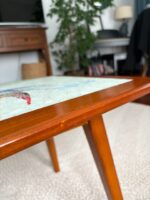 Fransız, Art-deco üslupta, üstü mozaik işçilikli ahşap antika sehpa