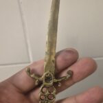 Nadir 1940'lar İmparatorluk Katı Pirinç Hançer Mektup Açıcı Fleur De Lis Amblem