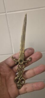 Nadir 1940'lar İmparatorluk Katı Pirinç Hançer Mektup Açıcı Fleur De Lis Amblem