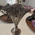 1991 GSA Godinger Gümüş Kaplama Vazo, Art Nouveau Tarzı, Yelpaze Şeklinde